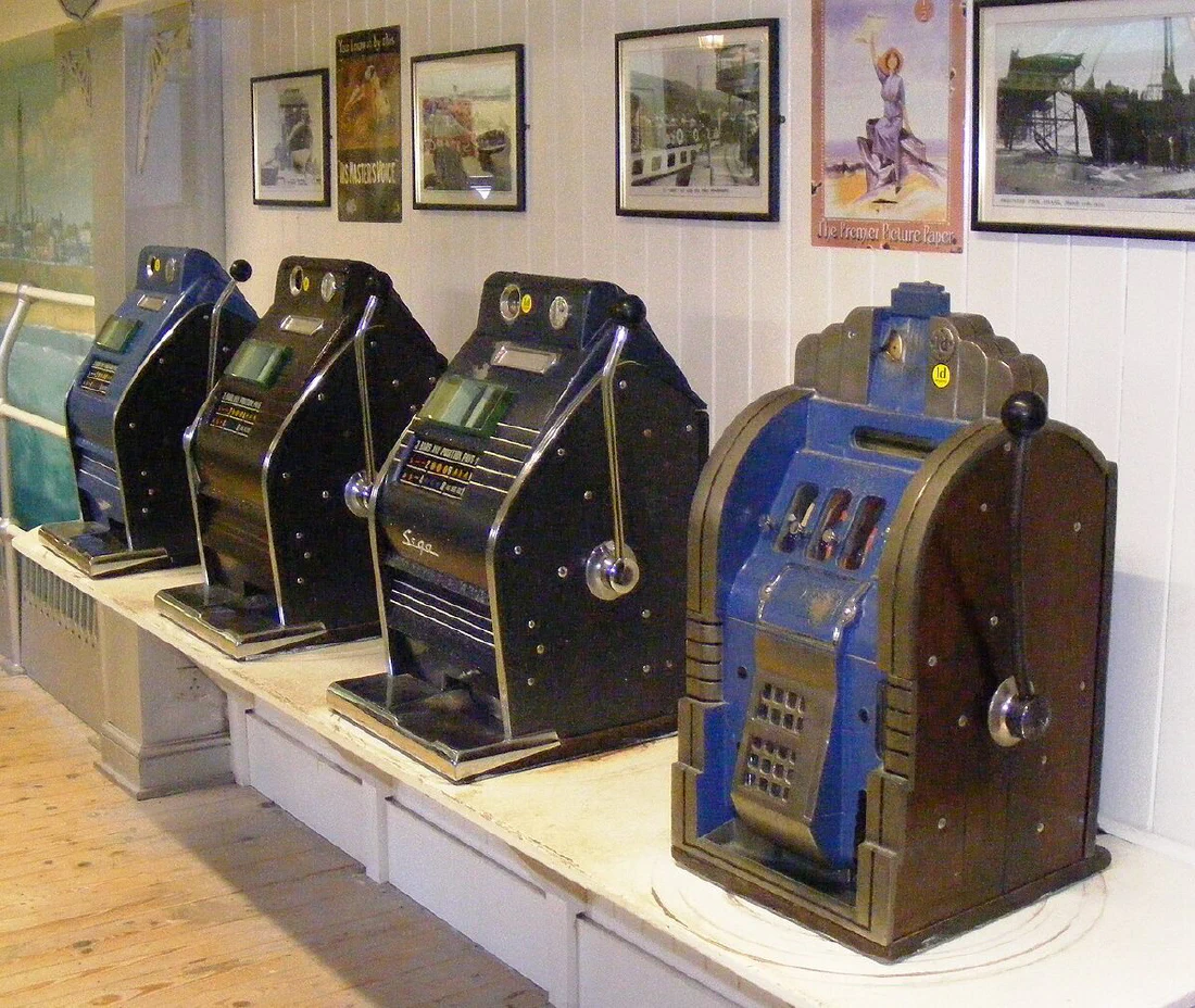A row of one-armed bandits