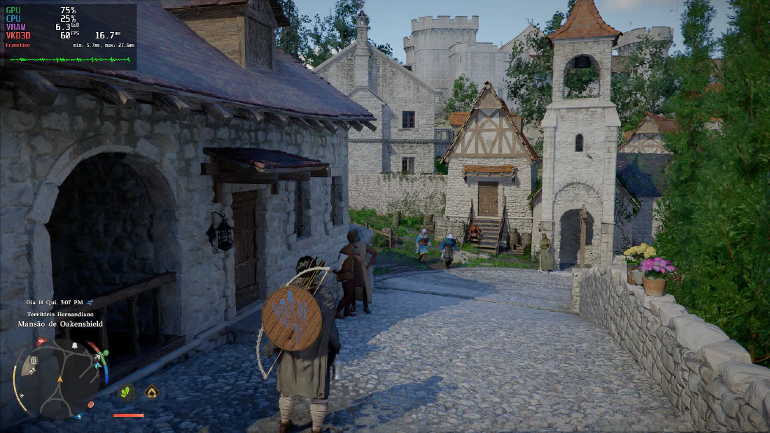 Crimson Desert at 60 fps on the final settings, MangoHud in the corner